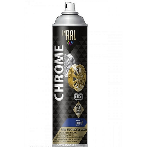 Лак аэрозольный акриловый INRAL CHROME, медь, 400мл 