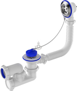 Сифон для ванны AQUATTRO 1 1/2"х40 регулир с вып и перел с пробкой,с цеп