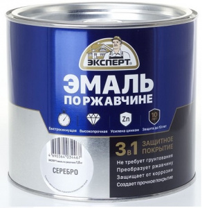 Эмаль 3в1 по ржавчине ЭКСПЕРТ серебро (1,8кг; 6шт)