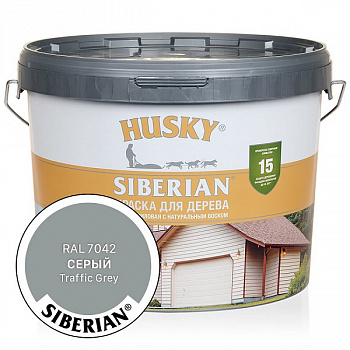 Краска для дерева акриловая HUSKY SIBERIAN -25С Серый RAL7042 9л
