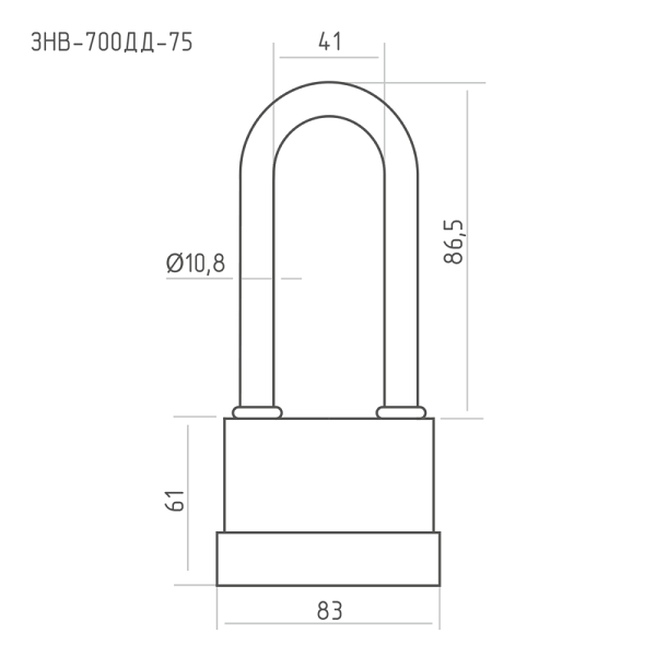 Замок навесной всепогодный ЗНВ-700дд-75 (83мм) (3кл.) НОРА-М