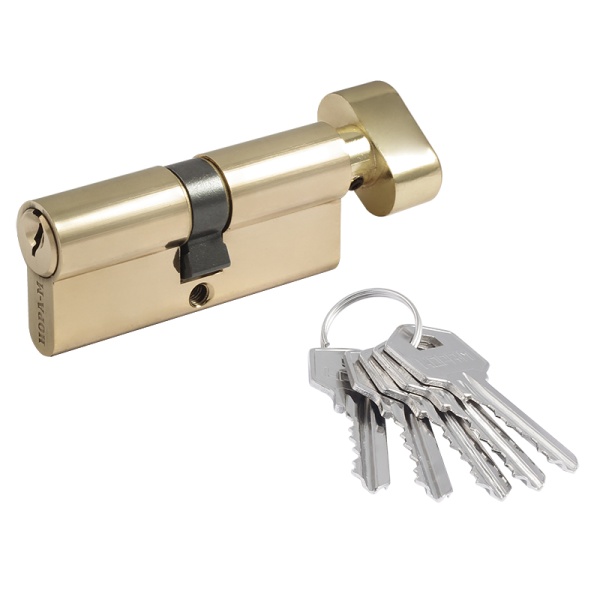 Цилиндровый механизм ЛУВ-60 (золото) (30-30)(ключ-вертушка)