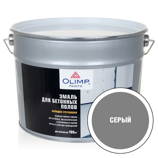 Эмаль для бетонных полов OLIMP 9л. алкидно-уретановая серая  