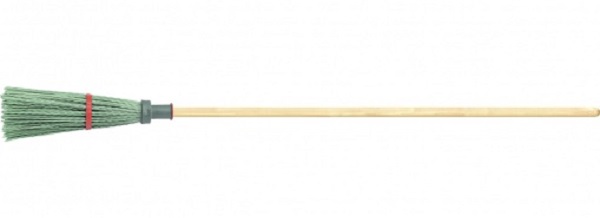 Метла полипропиленовая, 140х310х1550мм, круглая,с ободом, деревянный черенок, Рсссия// Сибртех