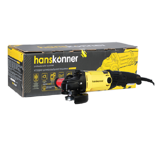 Шлифмашина угл.Hanskonner HAG12125EC (1200Вт, 125мм, пл.пуск, рег.об., 4м рез.кабель)