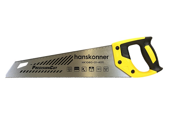 Ножовка по дереву, 400мм, 11-12 TPI, SK5, 3D зуб, чистый рез, Hanskonner