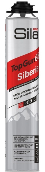 Пена профес.монтажная SILA Pro TopGun 70 SIBERIA 890мл (12шт) с/г16.12.25