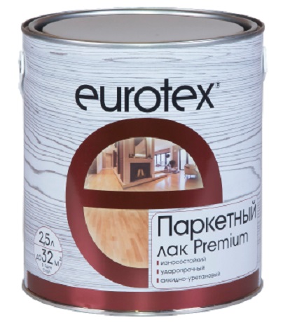 Лак паркетный EUROTEX - Premium полуматовый 2,5л (4шт)