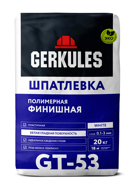 Шпаклевка полимерная Финишная GT-53 Геркулес 20кг (72) Шпаклевка полимерная Финишная GT-53 Геркулес 20кг (72)
