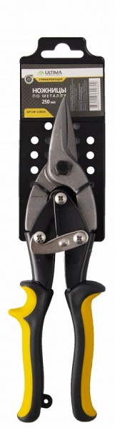 Ножницы по металлу 250 мм, пряморежущие, обрезиненные рукоятки /ULTIMA 
