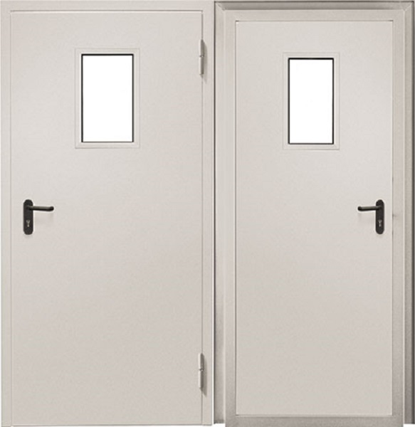 Дверь противопожарная ДПС-1-60 2050/850/ R(прав.откр.) (со стеклом) RAL 7035(светло-серая)