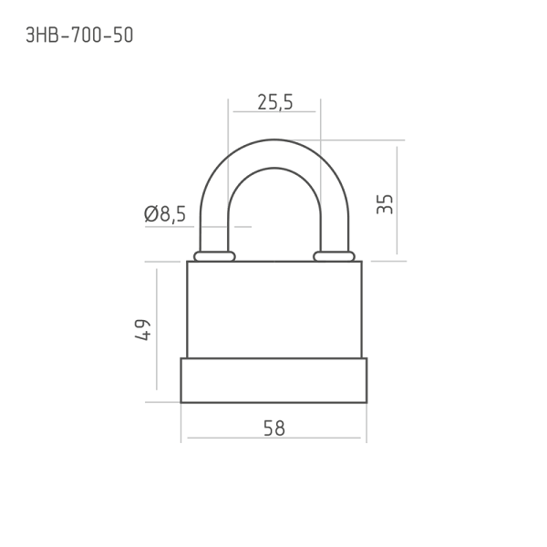 Замок навесной всепогодный ЗНВ-700-50 (58мм) (3кл.) НОРА-М