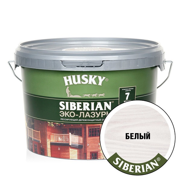 Эко-Лазурь для дерева HUSKY SIBERIAN 2,5л  п/матовая белая (аналог Евротекс) 