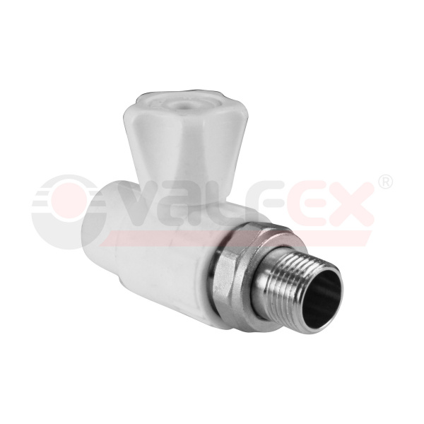 Кран шаровой для радиатора прямой 20х1/2" (Valfex) БЕЛЫЙ (60/10)