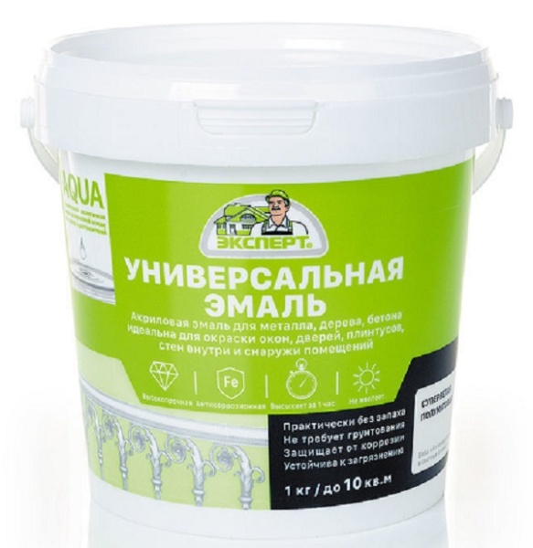 Эмаль акриловая ЭКСПЕРТ Белая полуматовая База А (1кг; 6шт) Эмаль акриловая ЭКСПЕРТ Белая полуматовая База А (1кг; 6шт)