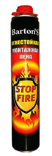 Пена профес. монтажная Barton'S Огнестойкая серия Fire 880/1000мл (12шт)