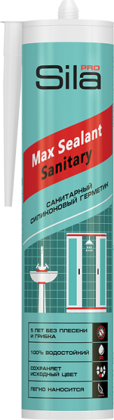 Герметик силиконовый SILA Pro Max Sealant санитарный 290мл (белый), (12шт) Герметик силиконовый SILA Pro Max Sealant санитарный 290мл (белый), (12шт)