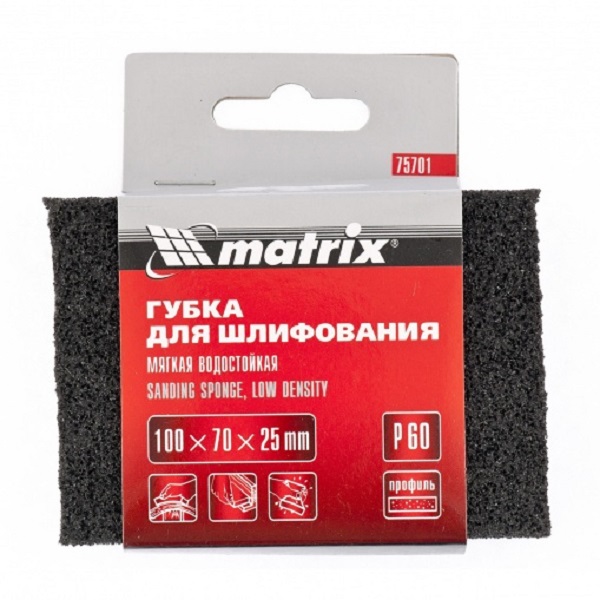 Губка для шлифования, 100 х 70 х 25 мм, мягкая, P 100// Matrix Губка для шлифования, 100 х 70 х 25 мм, мягкая, P 100// Matrix